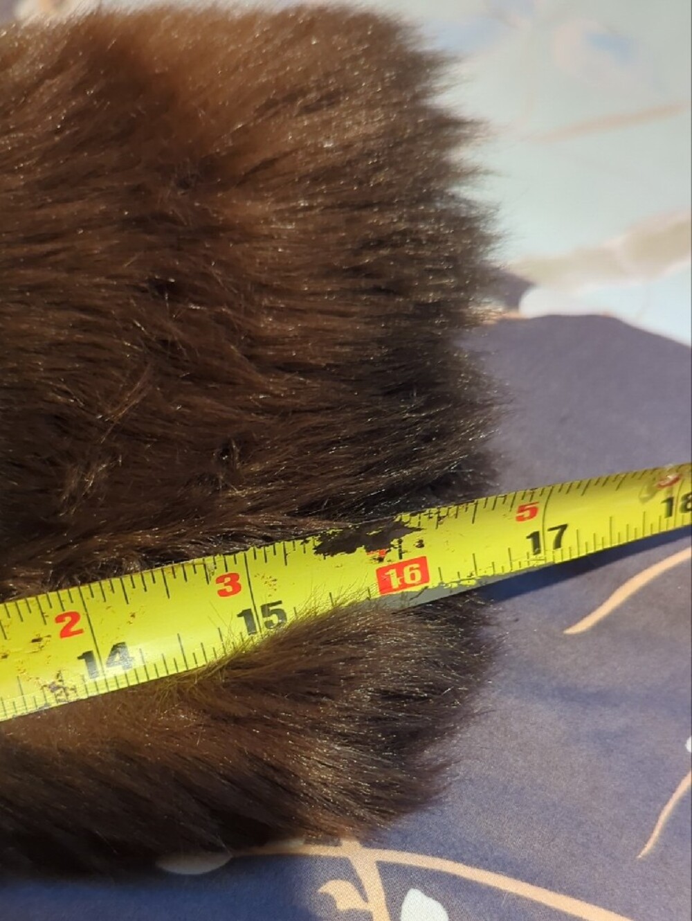 Zara Brown Faux Fur Coat with Black Collar and Red & Green Pom Accents #1253 - Picture 15 of 16